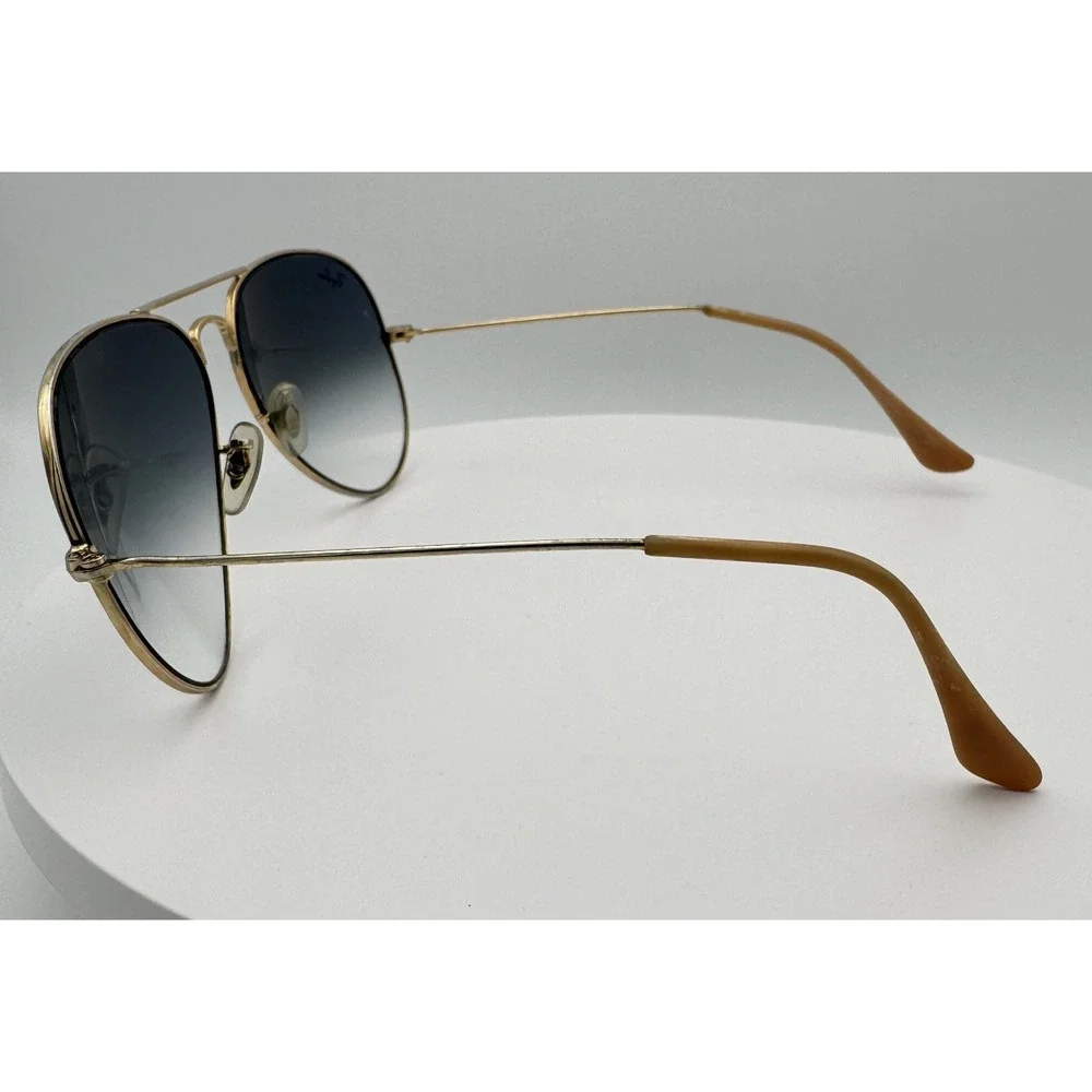 Ray Ban Aviator RB3025 Gold Frame Blue Lenses 58[]14 With Case *Flaws*